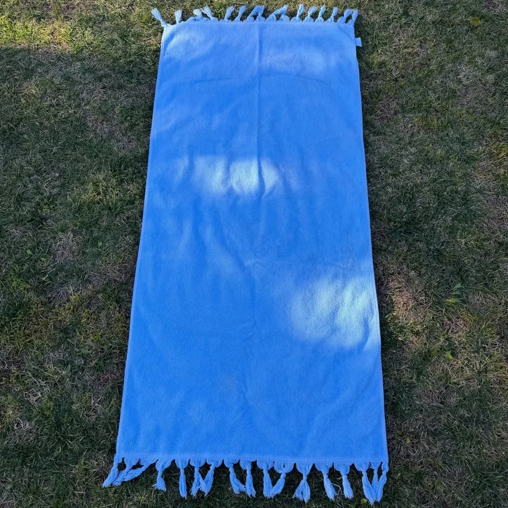 Dolce&Gabbana Light Blue Celestial Sunface Fringed Cotton Beach Towel 26x55 READ